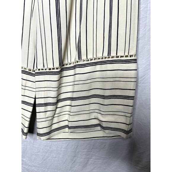 Soft Surroundings Striped Wide Leg Crop Pants Cream Tassel Tie Size S Coastal - Picture 4 of 11